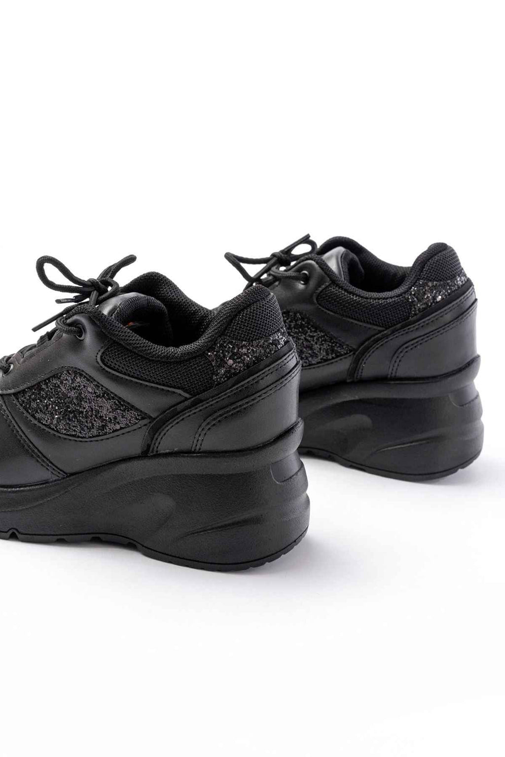 Ayakkabı Aşkı F-185 Siyah Günlük Bağcıklı Taş Aksesuarlı Yazlık Spor Ayakkabı