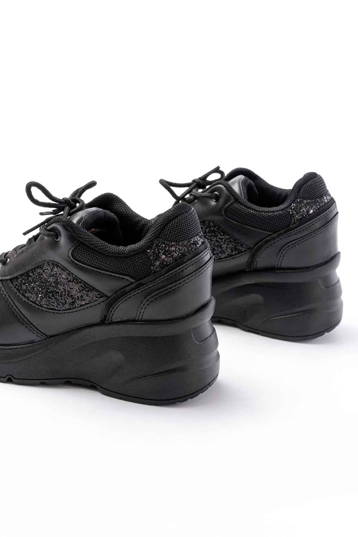 Ayakkabı Aşkı F-185 Siyah Günlük Bağcıklı Taş Aksesuarlı Yazlık Spor Ayakkabı