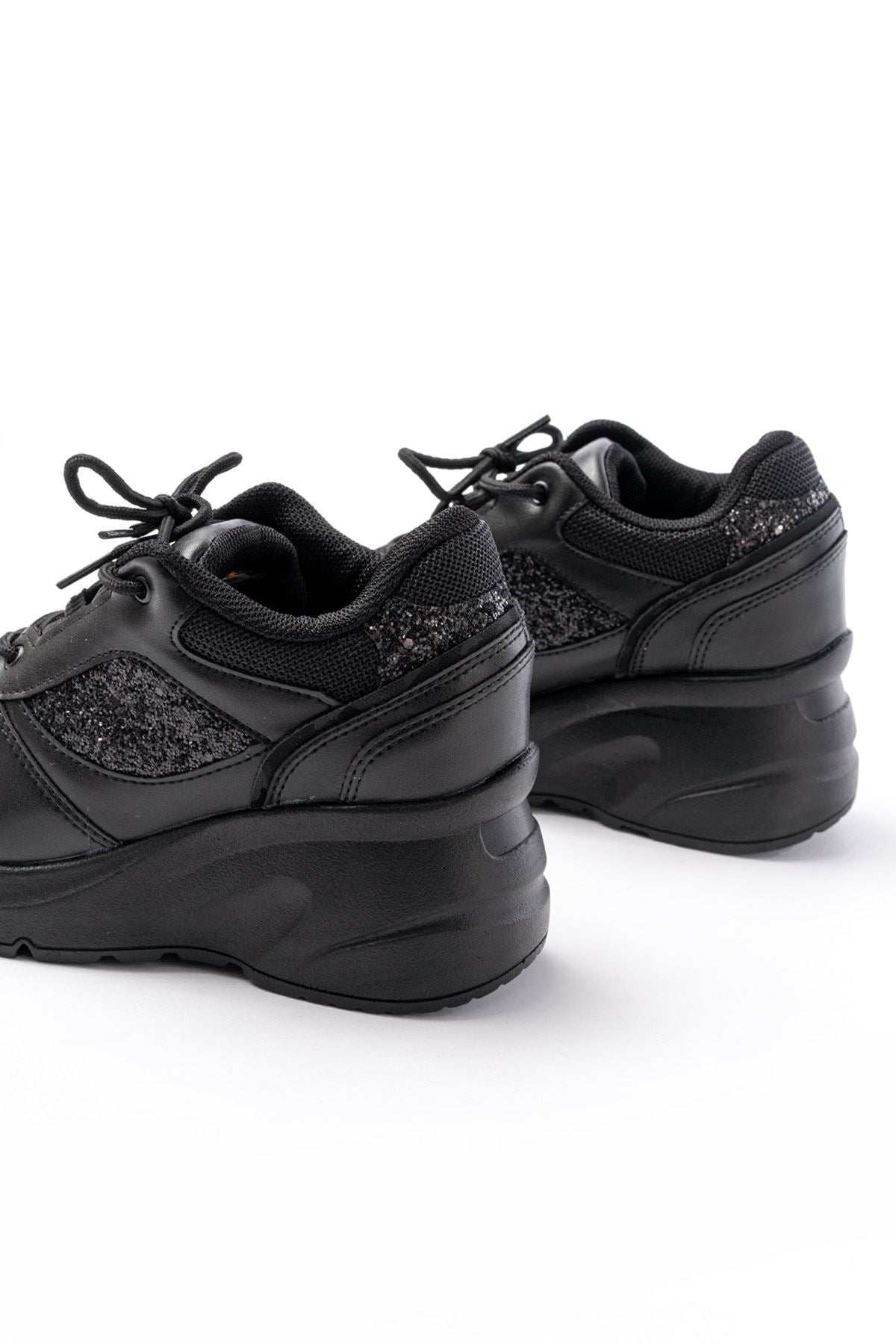 Ayakkabı Aşkı Siyah Günlük Bağcıklı Taş Aksesuarlı Yazlık Spor Ayakkabı