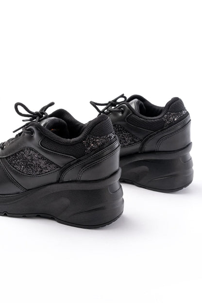 Ayakkabı Aşkı Siyah Günlük Bağcıklı Taş Aksesuarlı Yazlık Spor Ayakkabı