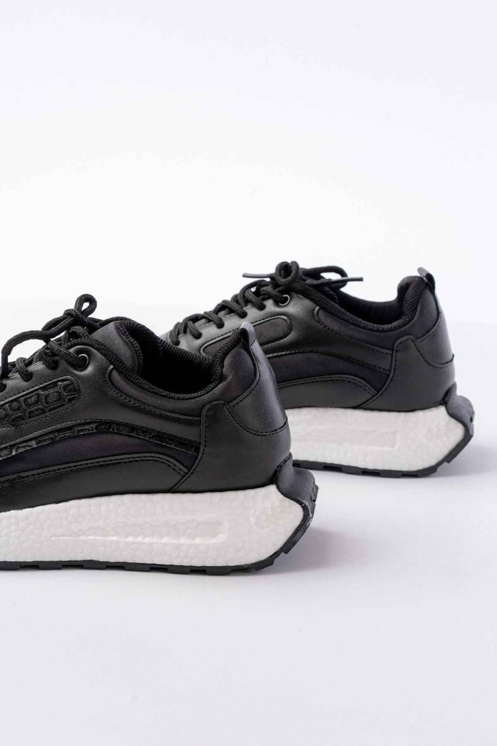 Ayakkabı Aşkı F-307 Siyah Bağcıklı Saten Taş Aksesuarlı Günlük Spor Ayakkabı