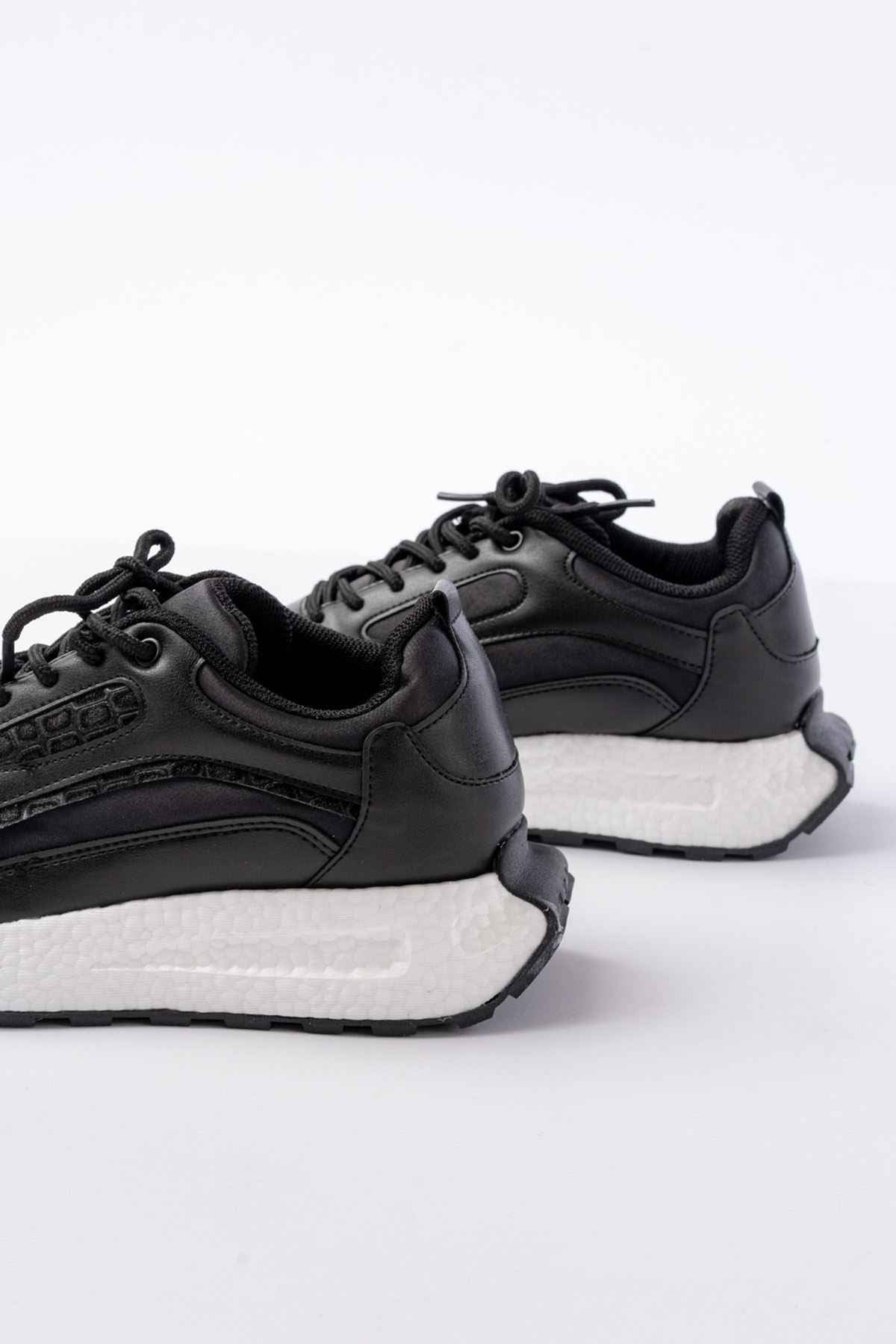 Ayakkabı Aşkı F-307 Siyah Bağcıklı Saten Taş Aksesuarlı Günlük Spor Ayakkabı