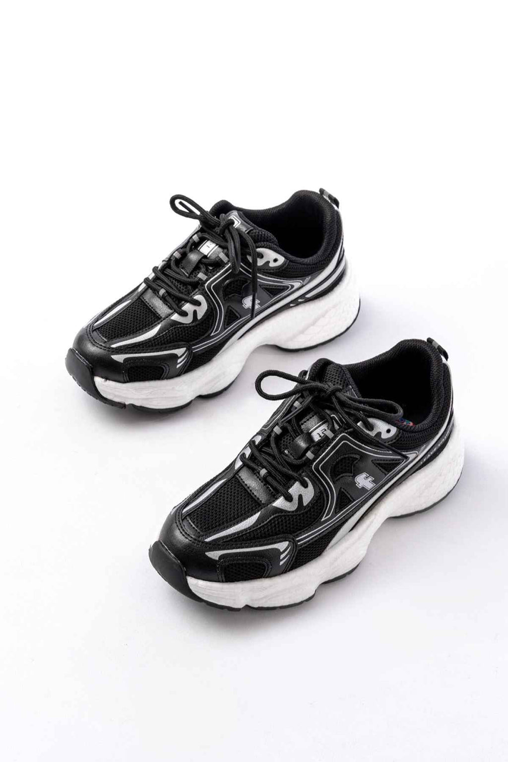 Ayakkabı Aşkı F-329 Siyah Günlük Bağcıklı Beyaz Tabanlı Yazlık Spor Ayakkabı