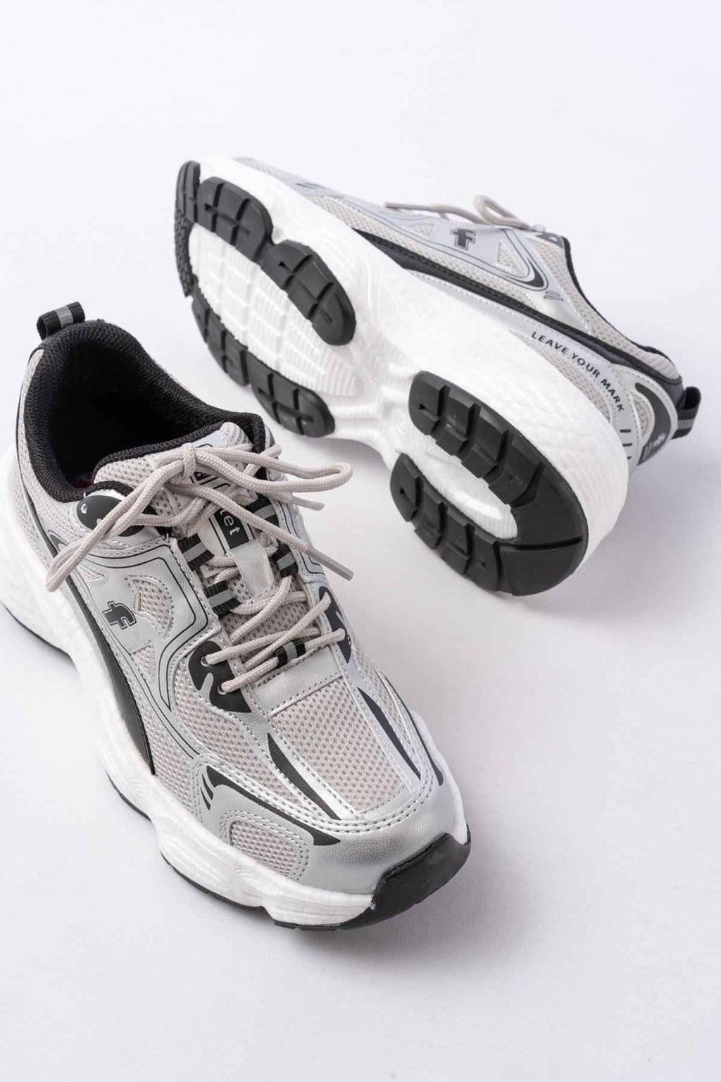 Ayakkabı Aşkı F-329 Gri Günlük Bağcıklı Beyaz Tabanlı Yazlık Spor Ayakkabı