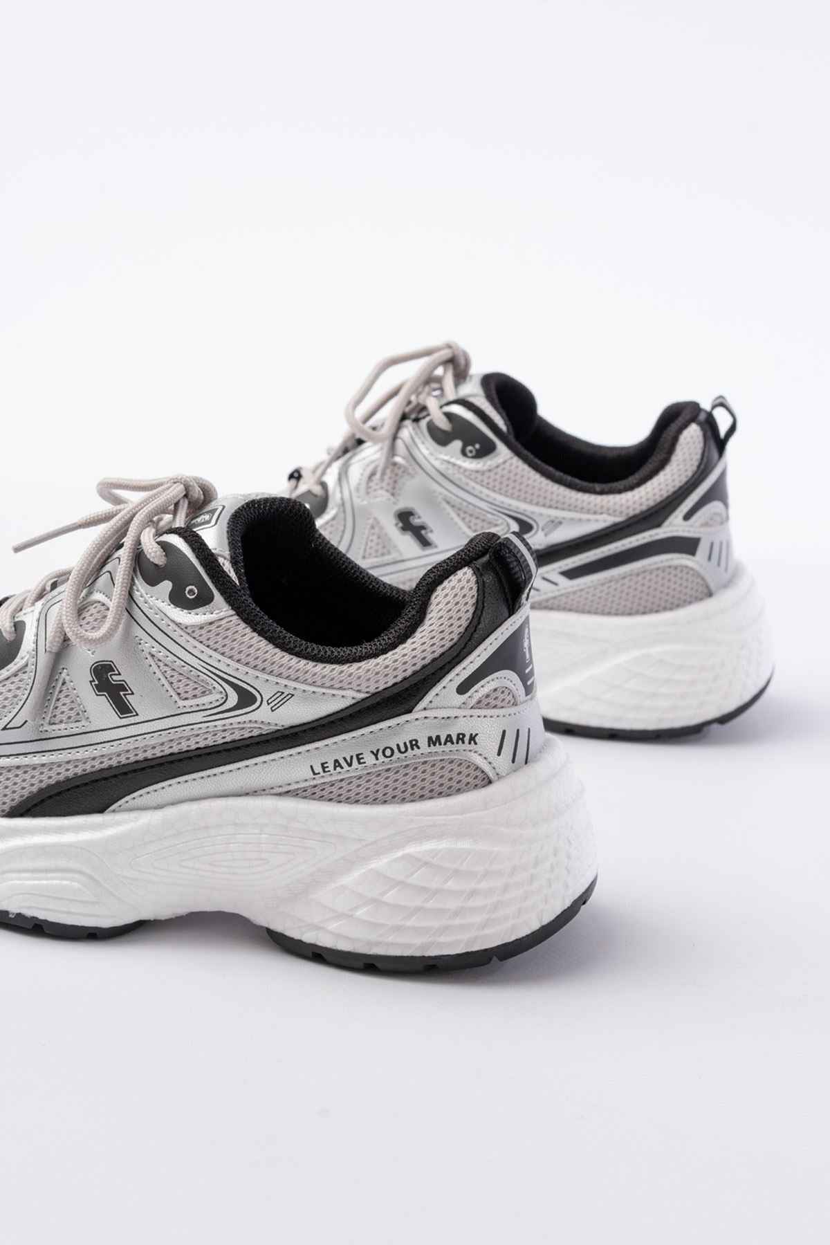 Ayakkabı Aşkı F-329 Gri Günlük Bağcıklı Beyaz Tabanlı Yazlık Spor Ayakkabı