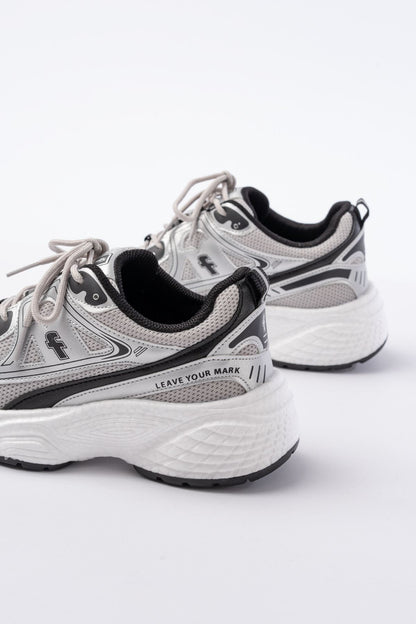 Ayakkabı Aşkı Gri Günlük Bağcıklı Beyaz Tabanlı Yazlık Spor Ayakkabı