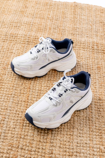 Ayakkabı Aşkı Beyaz Günlük Bağcıklı Lacivert Desenli Yazlık Spor Ayakkabı