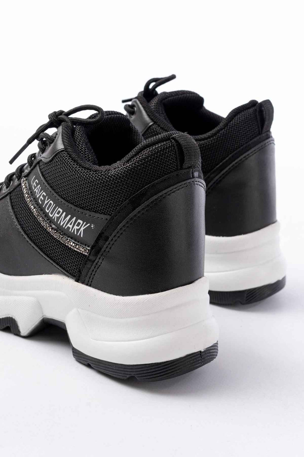 Ayakkabı Aşkı F-209 Siyah Bağcıklı Fileli Taş Aksesuarlı Günlük Spor Ayakkabı