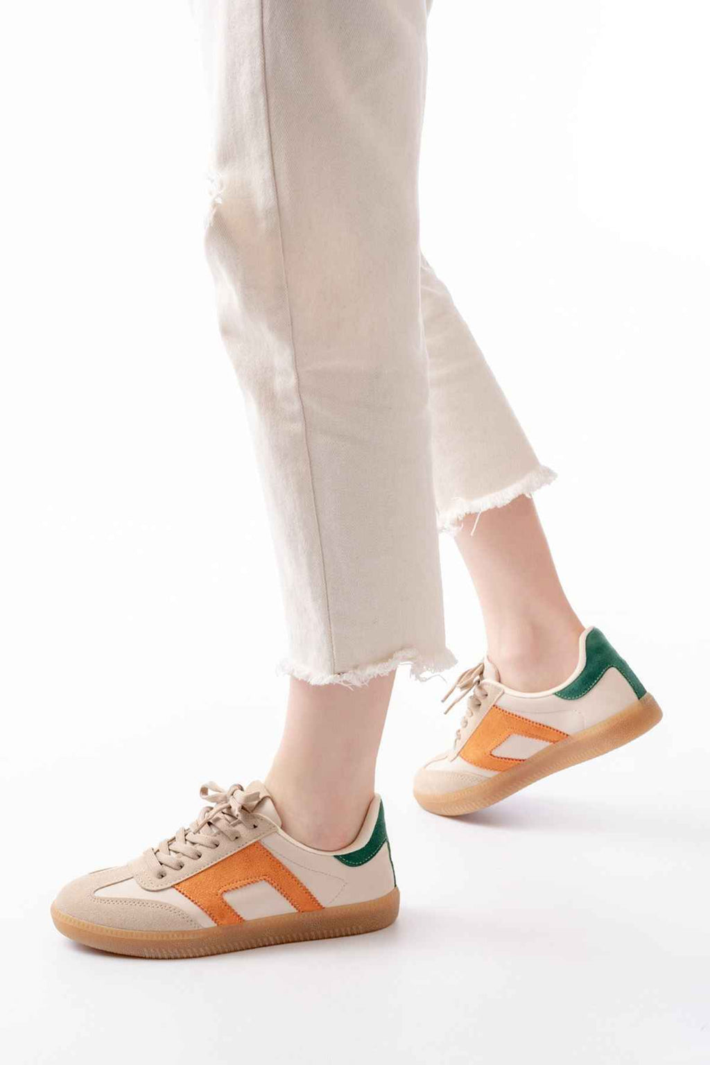 Ayakkabı Aşkı M-5007 Bej Garni  Bağcıklı Termo Taban Günlük Kadın Spor