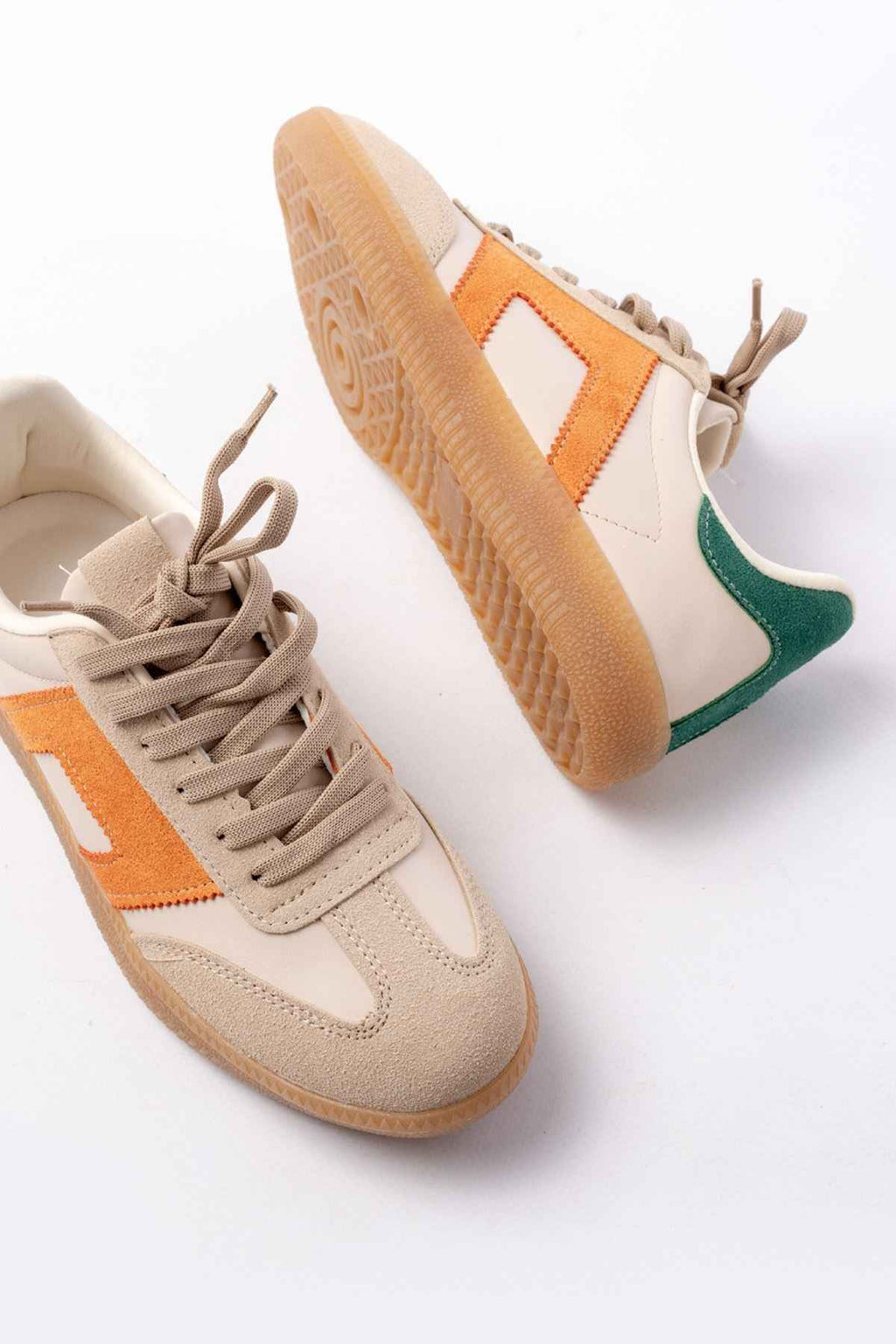 Ayakkabı Aşkı M-5007 Bej Garni  Bağcıklı Termo Taban Günlük Kadın Spor