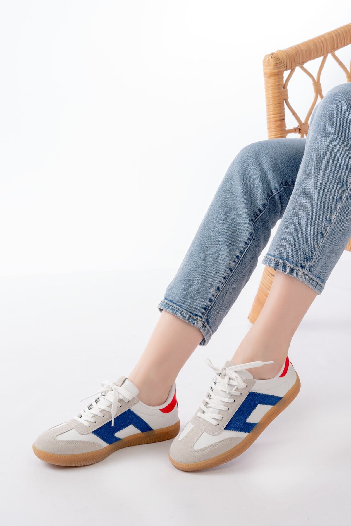 Ayakkabı Aşkı Beyaz Garni Bağcıklı Termo Taban Günlük Kadın Spor - Ayakkabı Aşkı