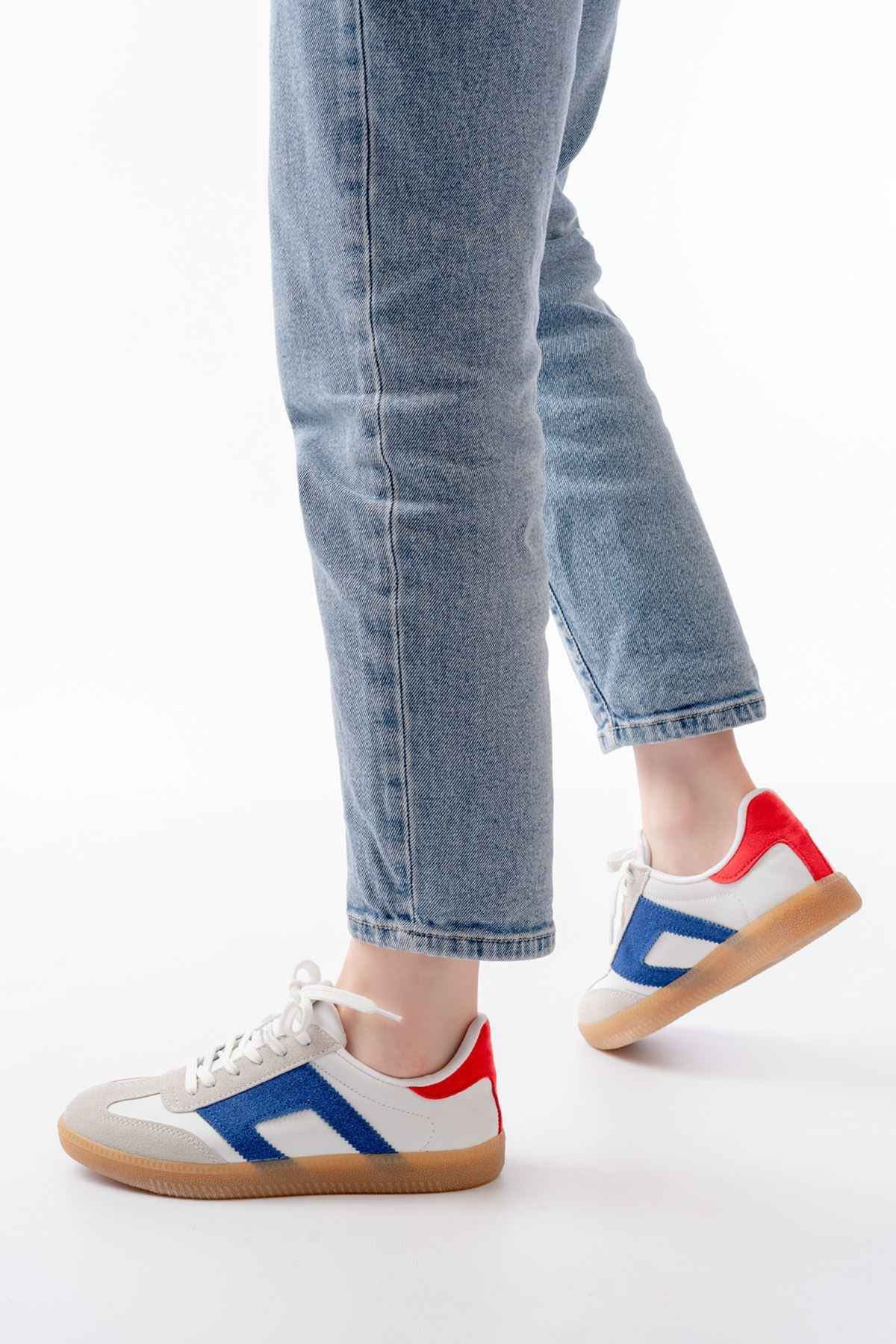 Ayakkabı Aşkı M-5007 Beyaz Garni  Bağcıklı Termo Taban Günlük Kadın Spor