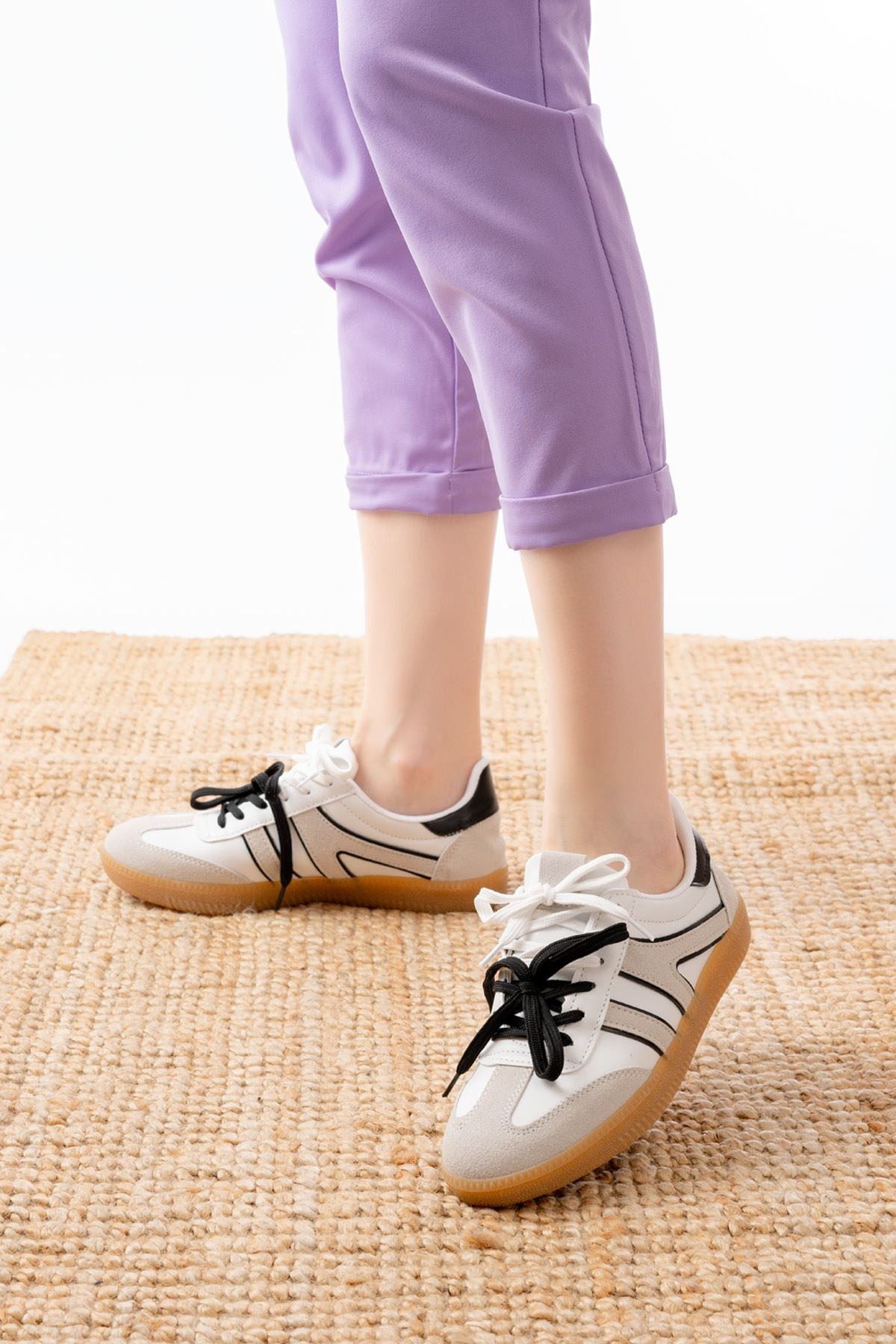 Ayakkabı Aşkı Beyaz Garni Bağcıklı Termo Taban Günlük Kadın Spor - Ayakkabı Aşkı