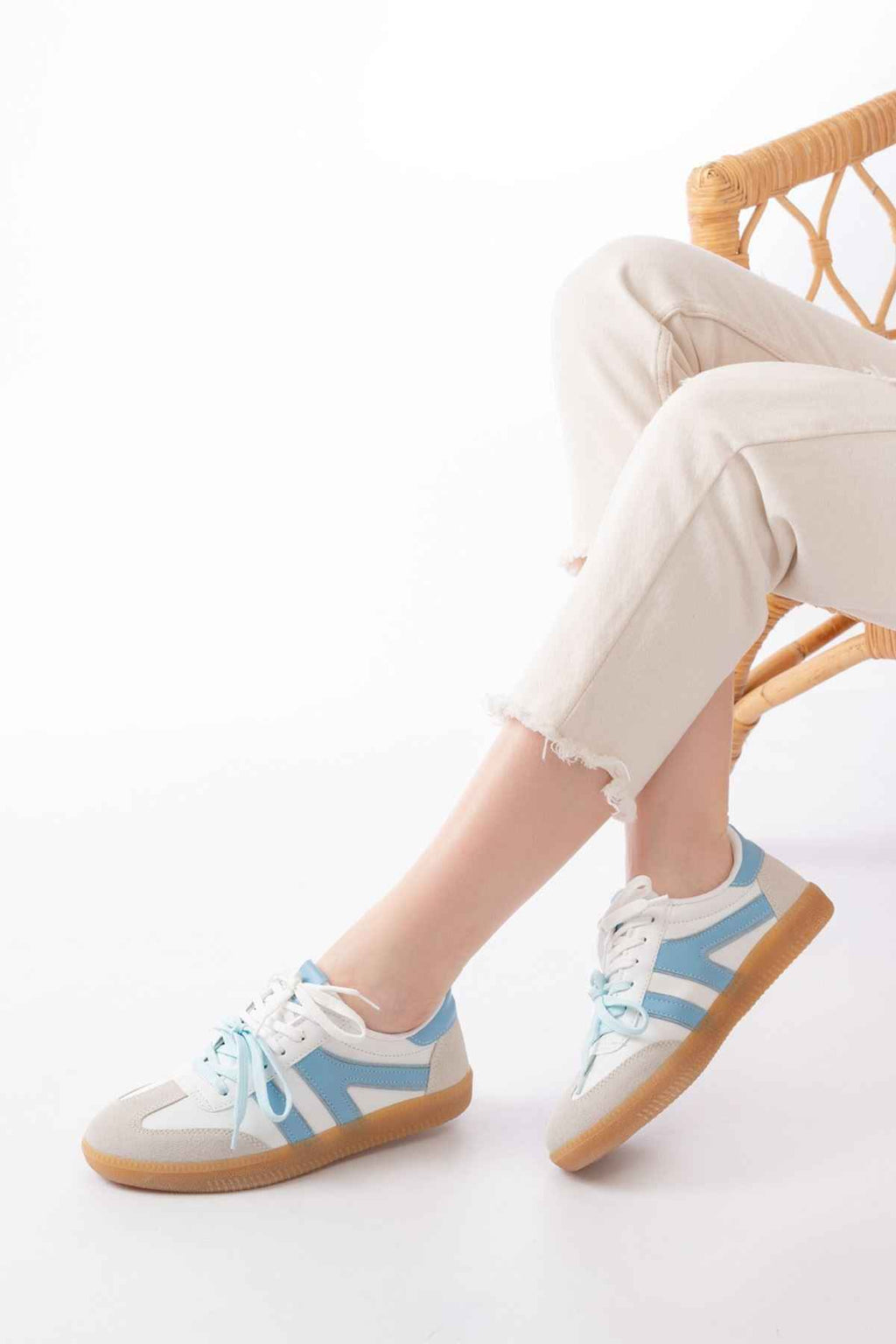 Ayakkabı Aşkı M-6005 Mavi Garni  Bağcıklı Termo Taban Günlük Kadın Spor