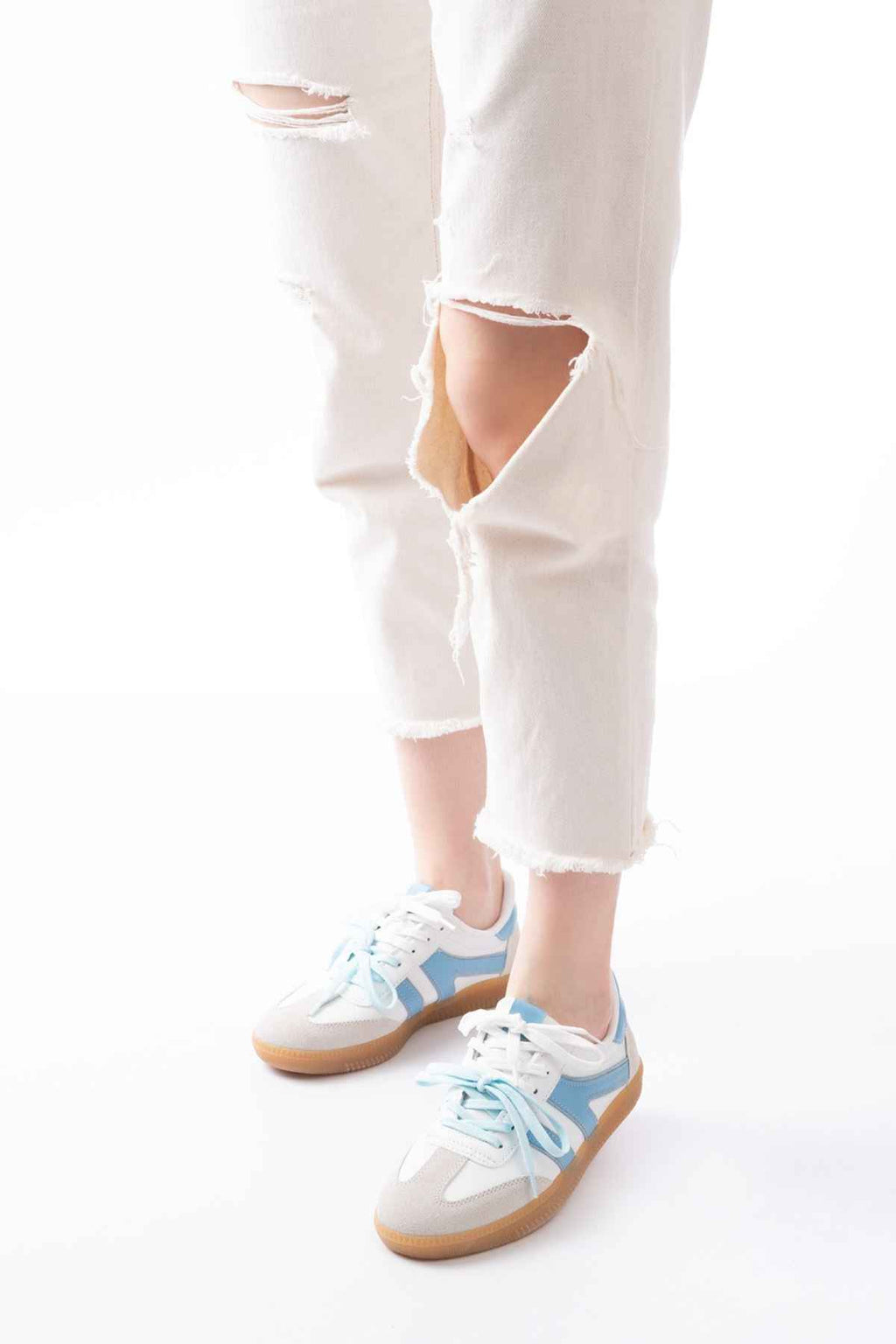 Ayakkabı Aşkı M-6005 Mavi Garni  Bağcıklı Termo Taban Günlük Kadın Spor