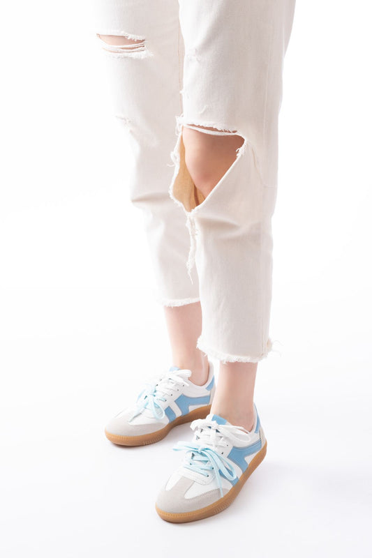 Ayakkabı Aşkı Mavi Garni Bağcıklı Termo Taban Günlük Kadın Spor