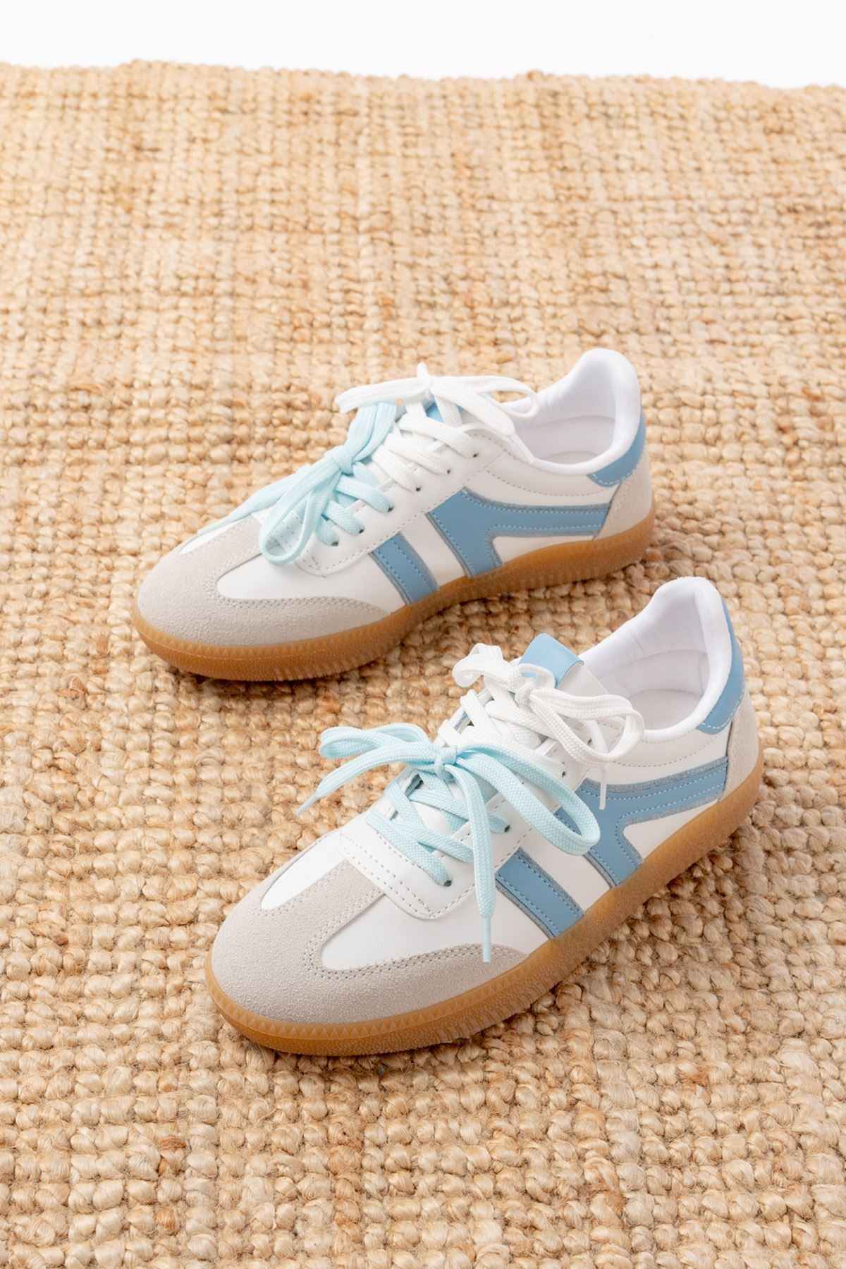 Ayakkabı Aşkı M-6005 Mavi Garni  Bağcıklı Termo Taban Günlük Kadın Spor