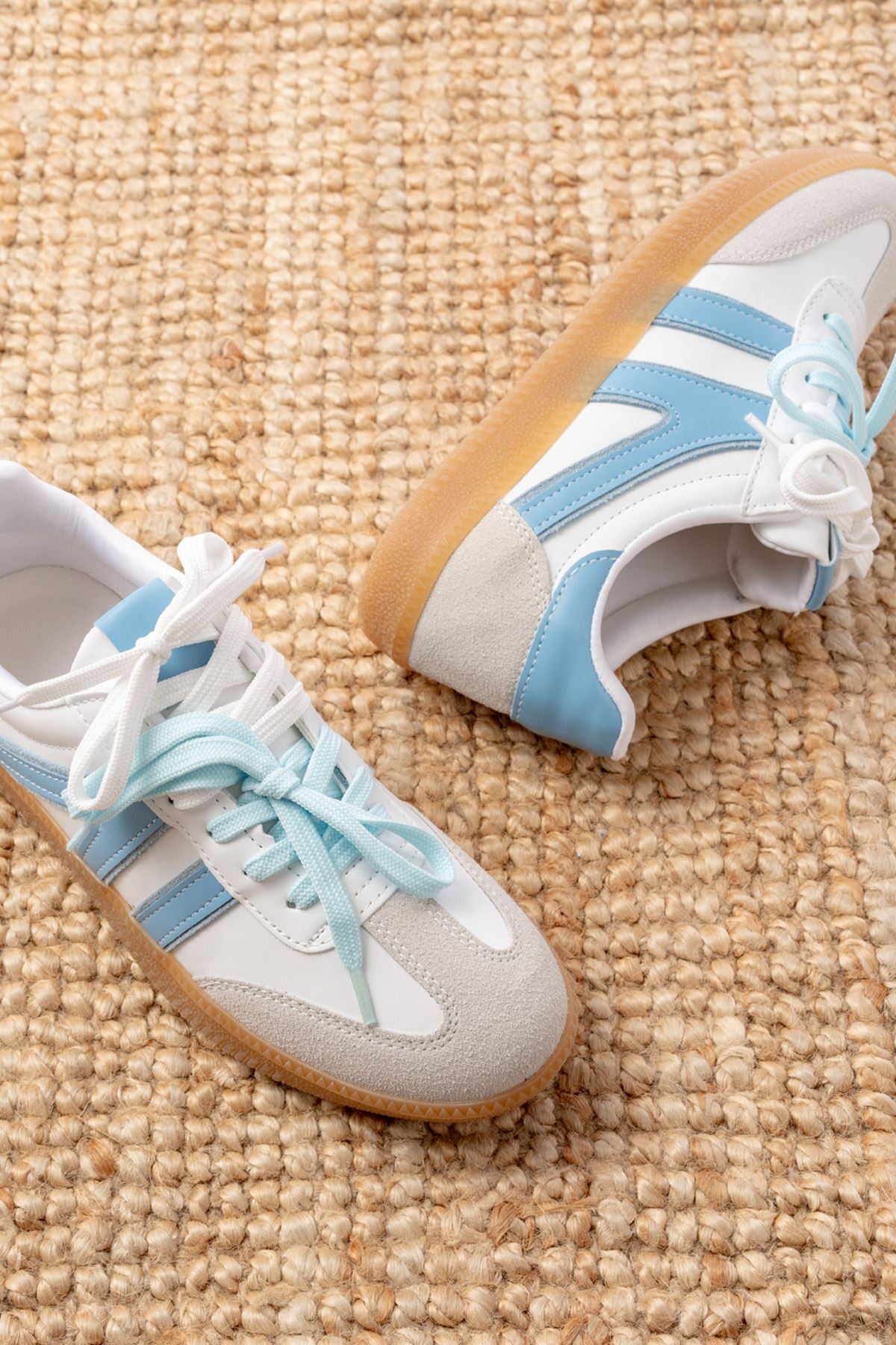 Ayakkabı Aşkı Mavi Garni Bağcıklı Termo Taban Günlük Kadın Spor