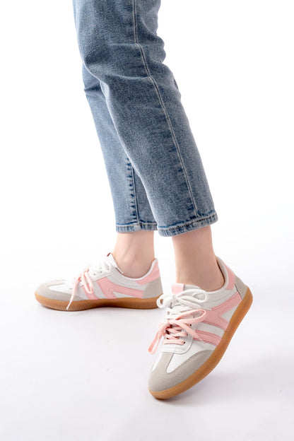 Ayakkabı Aşkı Pudra Garni Bağcıklı Termo Taban Günlük Kadın Spor