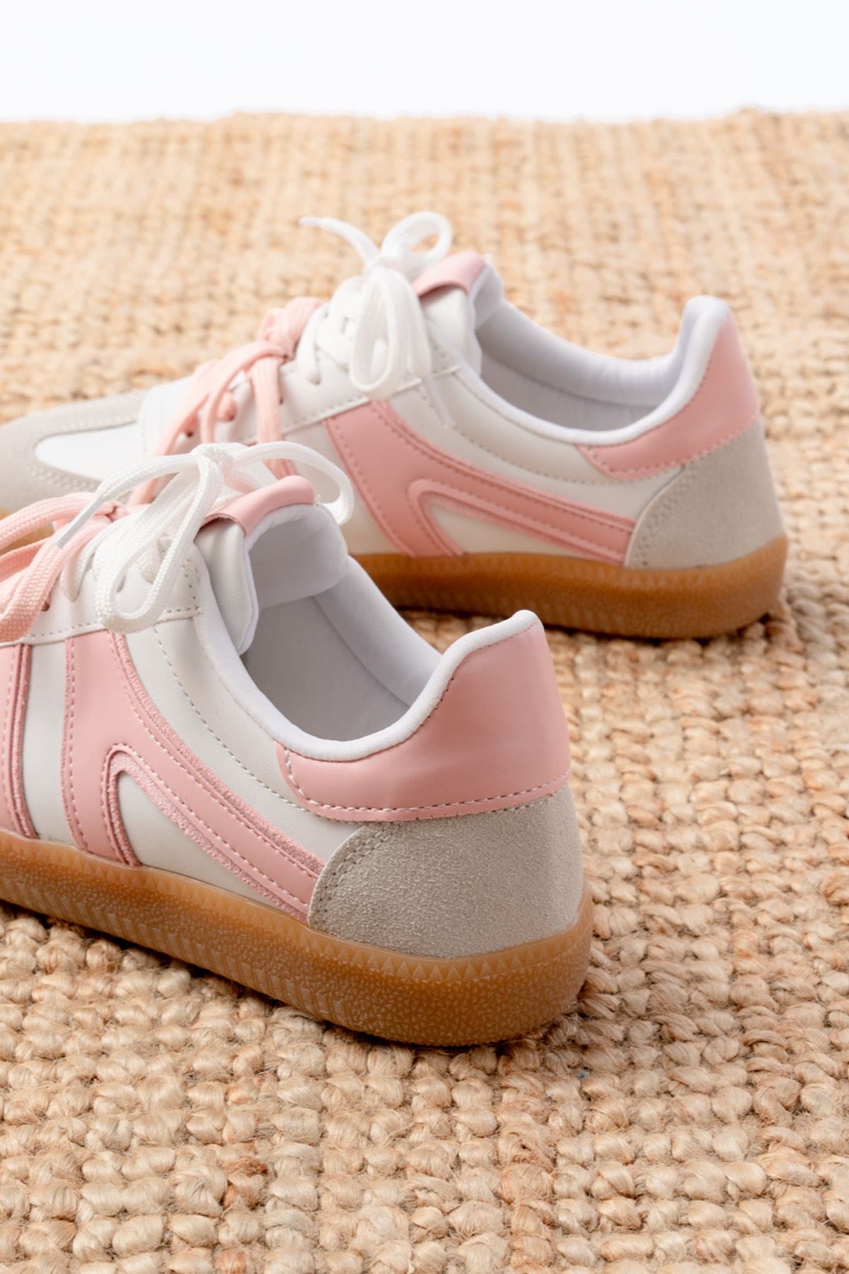 Ayakkabı Aşkı Pudra Garni Bağcıklı Termo Taban Günlük Kadın Spor