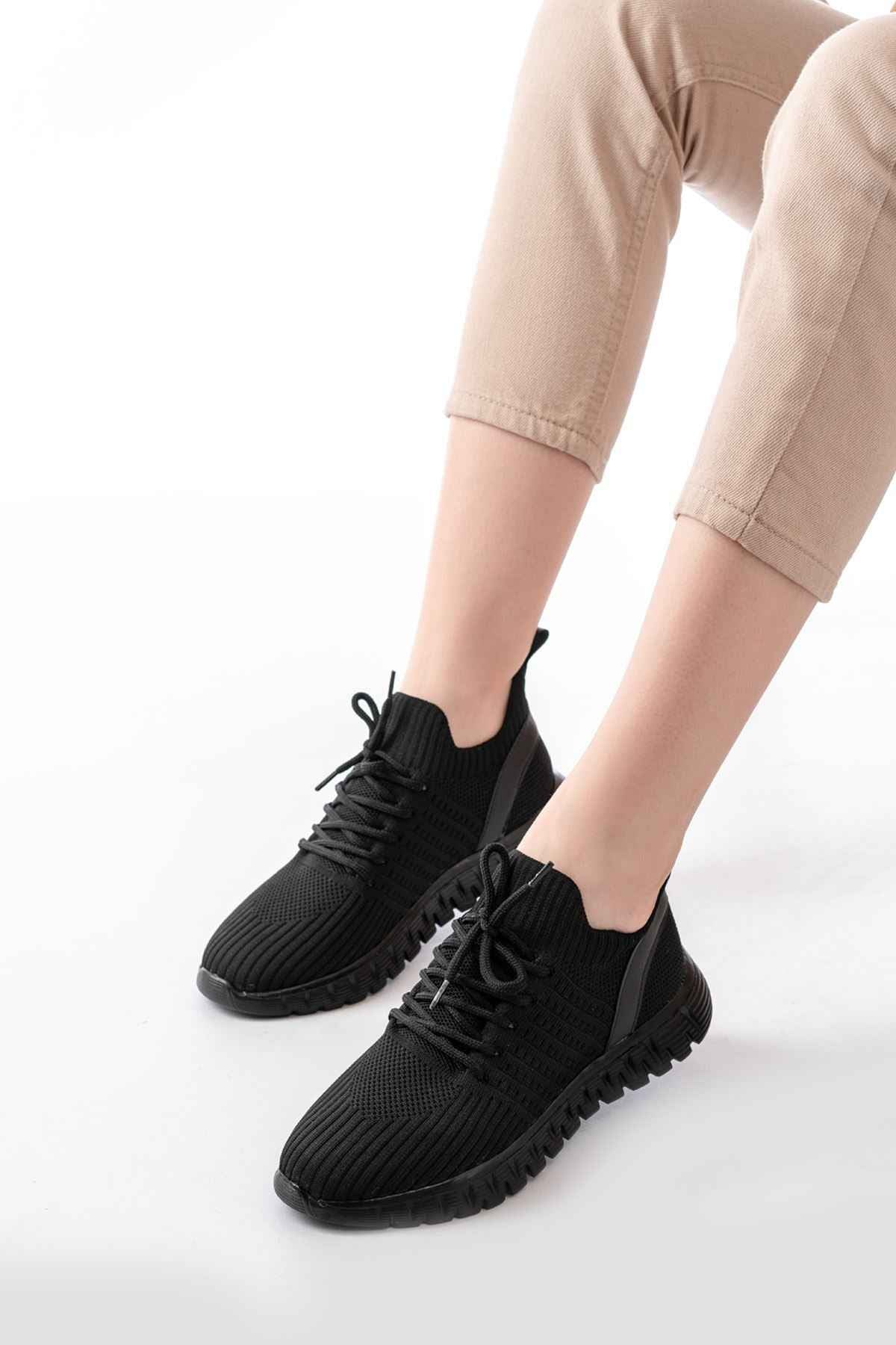 Ayakkabı Aşkı Dm-501 Siyah Bağcıklı Faylon Taban Günlük Spor Ayakkabı