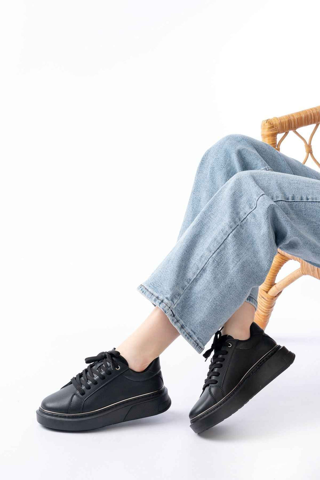 Ayakkabı Aşkı Rs-2435 Siyah Platin Bağcıklı Dikişli Günlük Spor Ayakkabı