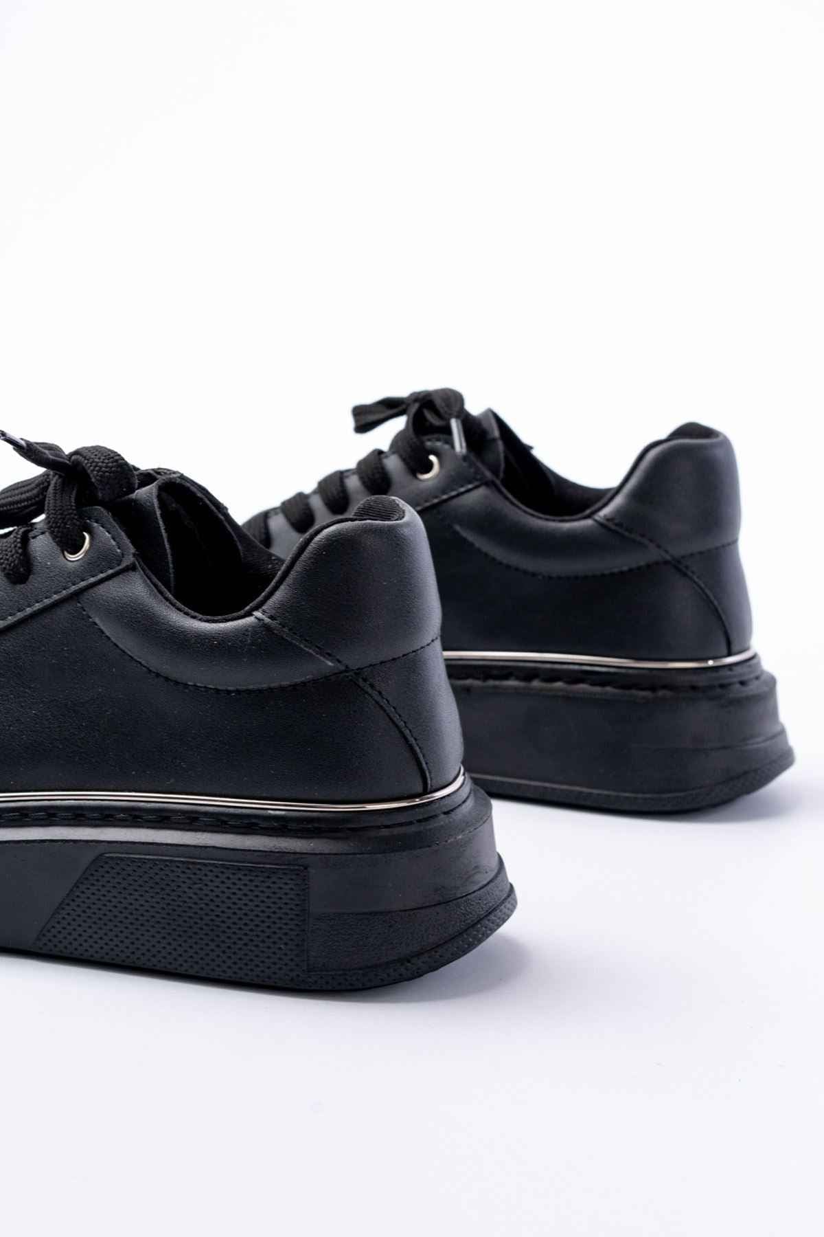 Ayakkabı Aşkı Rs-2435 Siyah Platin Bağcıklı Dikişli Günlük Spor Ayakkabı