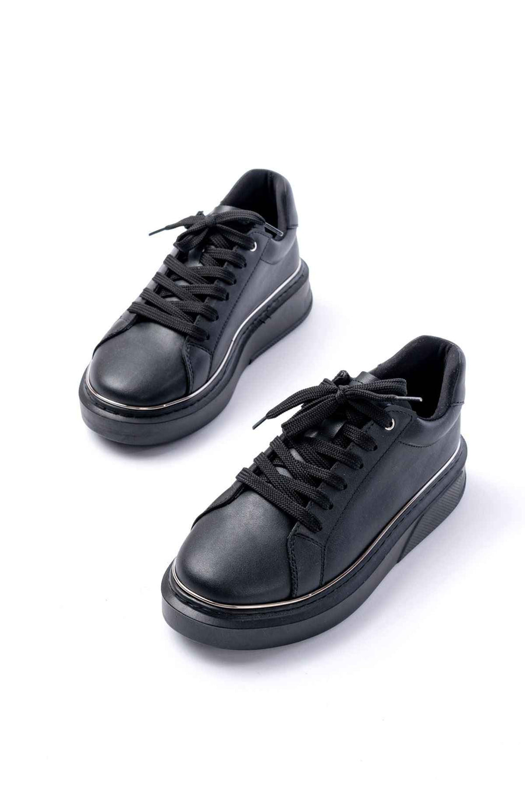 Ayakkabı Aşkı Rs-2435 Siyah Platin Bağcıklı Dikişli Günlük Spor Ayakkabı