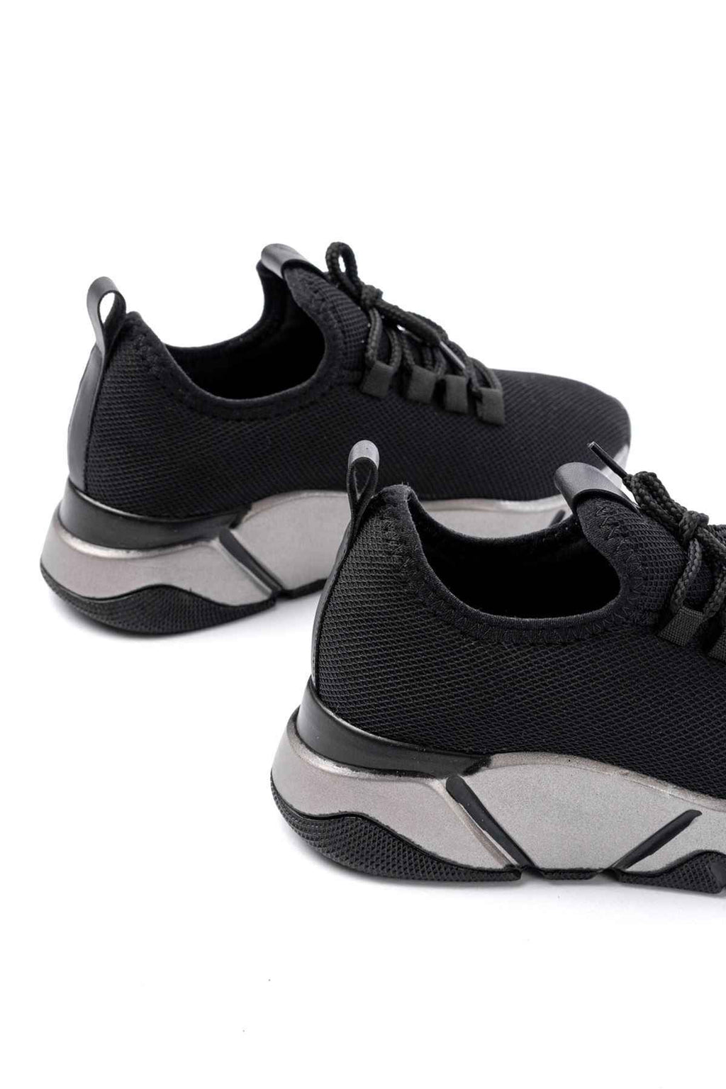Ayakkabı Aşkı Rs-400  Siyah Bağcıklı Fileli Platin Taban Günlük Kadın Spor