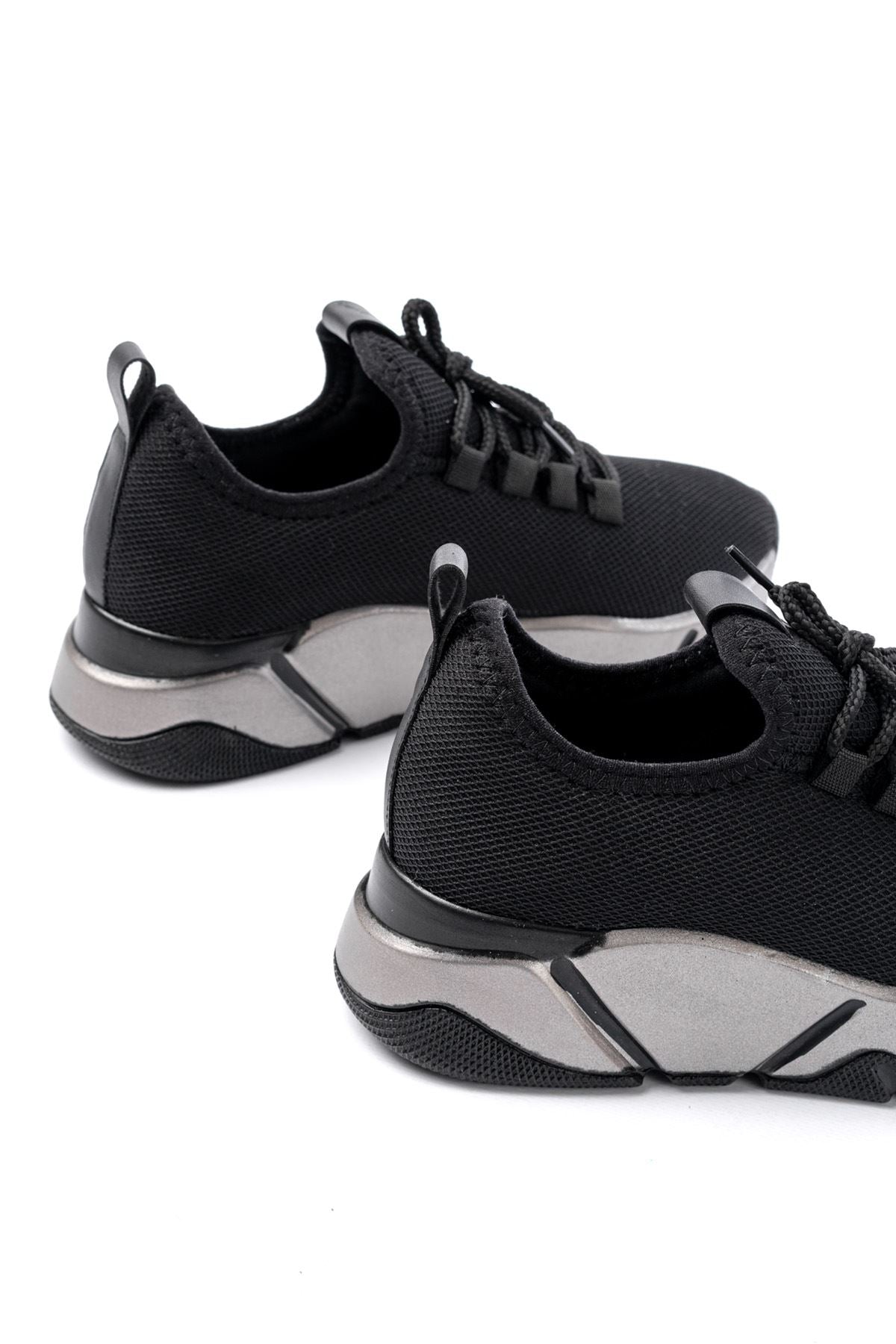 Ayakkabı Aşkı Siyah Bağcıklı Fileli Platin Taban Günlük Kadın Spor - Ayakkabı Aşkı