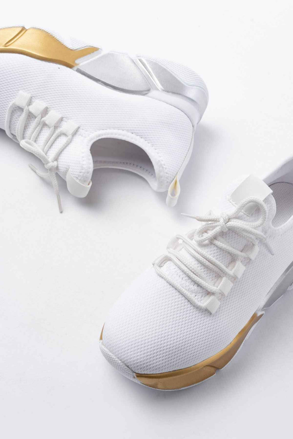 Ayakkabı Aşkı Rs-400  Beyaz Bağcıklı Fileli Renkli Taban Günlük Kadın Spor