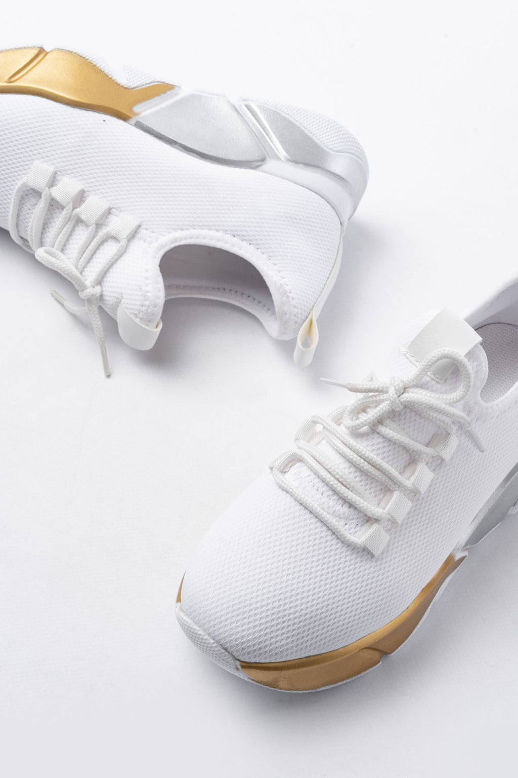 Ayakkabı Aşkı Beyaz Bağcıklı Fileli Renkli Taban Günlük Kadın Spor - Ayakkabı Aşkı