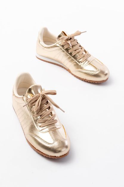 Ayakkabı Aşkı Gold Rugan Bağcıklı Günlük Kadın Spor