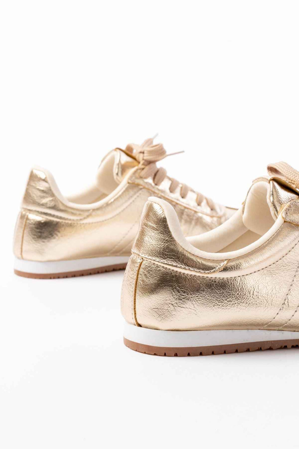 Ayakkabı Aşkı M-1009 Gold Rugan Bağcıklı Günlük Kadın Spor