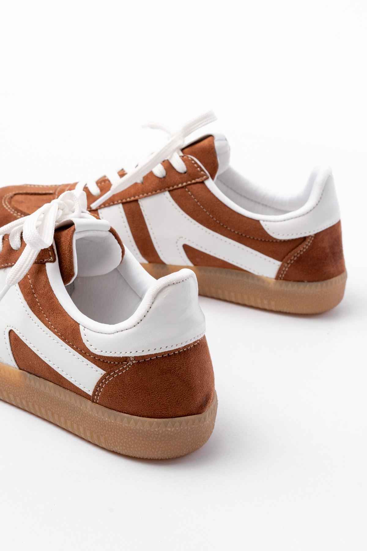 Ayakkabı Aşkı M-1004 Taba Süet Bağcıklı Termo Taban Günlük Kadın Spor