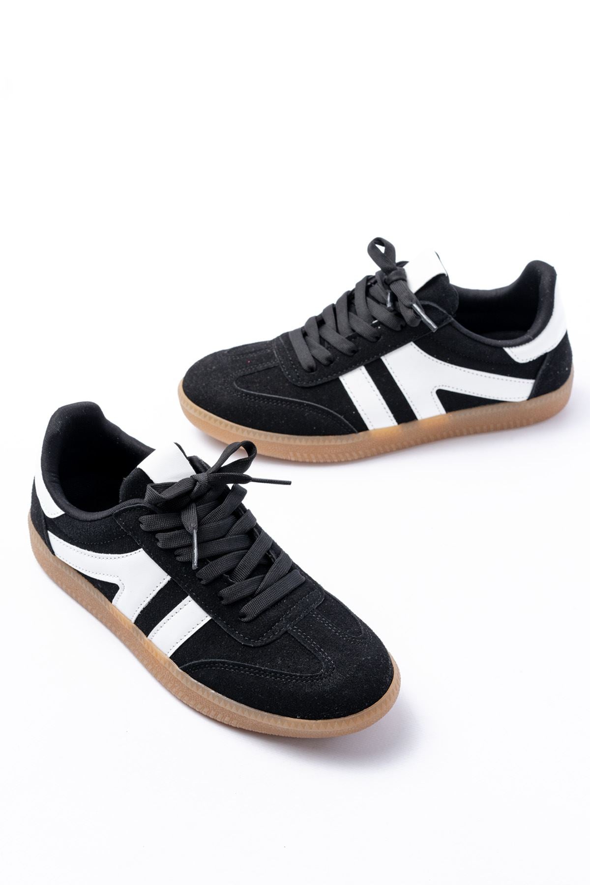 Ayakkabı Aşkı Siyah Süet Bağcıklı Termo Taban Günlük Kadın Spor