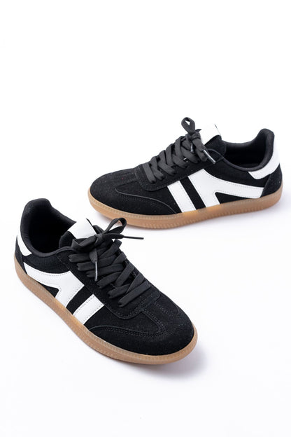 Ayakkabı Aşkı Siyah Süet Bağcıklı Termo Taban Günlük Kadın Spor