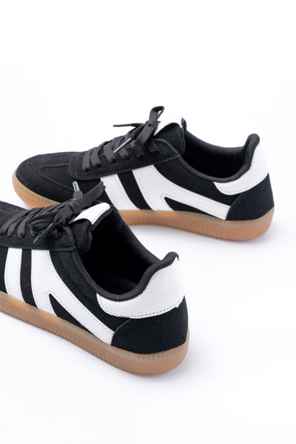 Ayakkabı Aşkı Siyah Süet Bağcıklı Termo Taban Günlük Kadın Spor