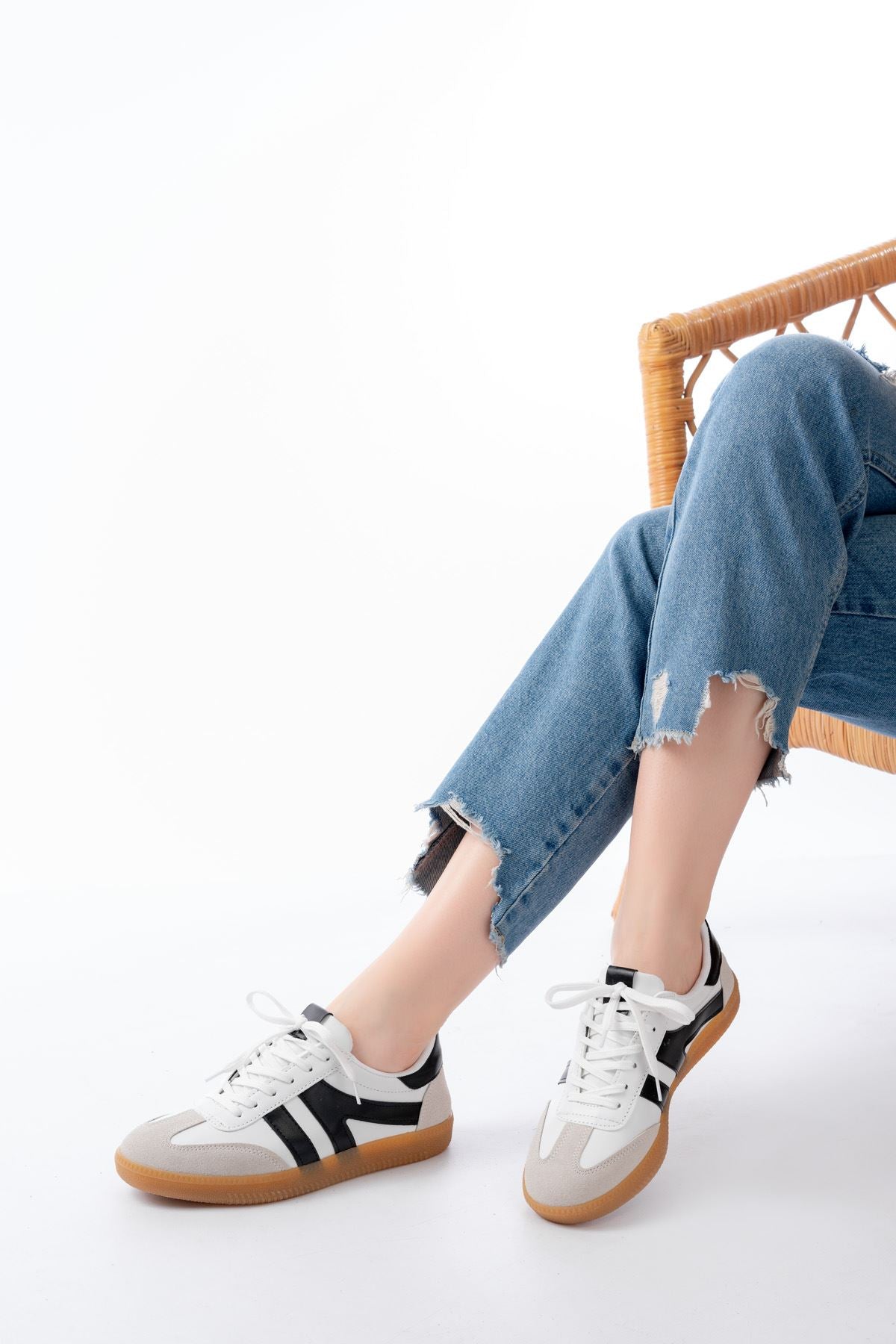 Ayakkabı Aşkı Beyaz Bağcıklı Termo Taban Günlük Kadın Spor - Ayakkabı Aşkı