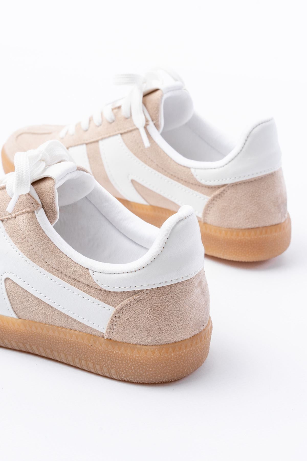 Ayakkabı Aşkı Bej Süet Bağcıklı Termo Taban Günlük Kadın Spor