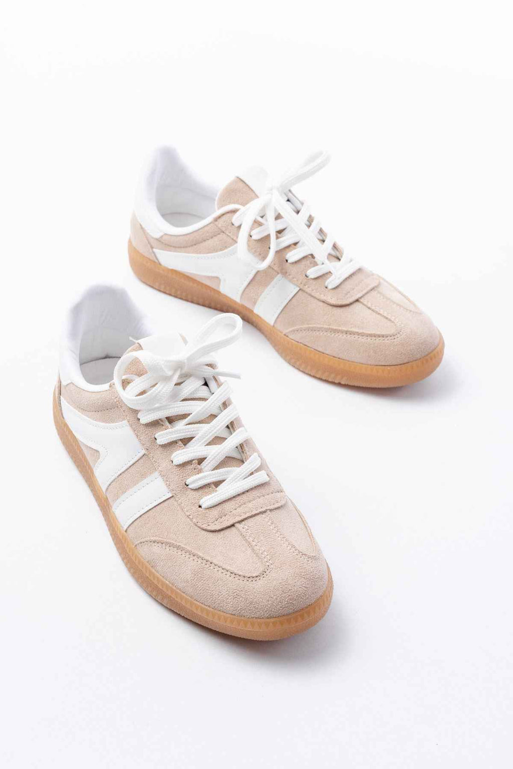 Ayakkabı Aşkı M-1004 Bej Süet Bağcıklı Termo Taban Günlük Kadın Spor