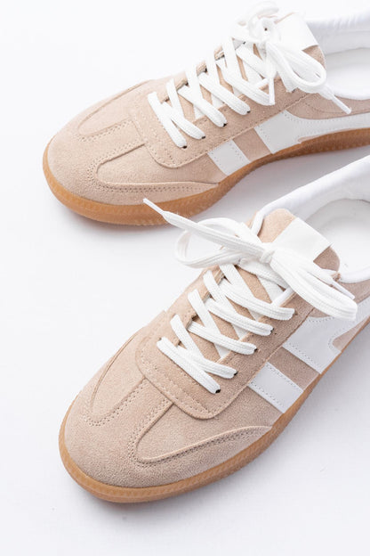 Ayakkabı Aşkı Bej Süet Bağcıklı Termo Taban Günlük Kadın Spor
