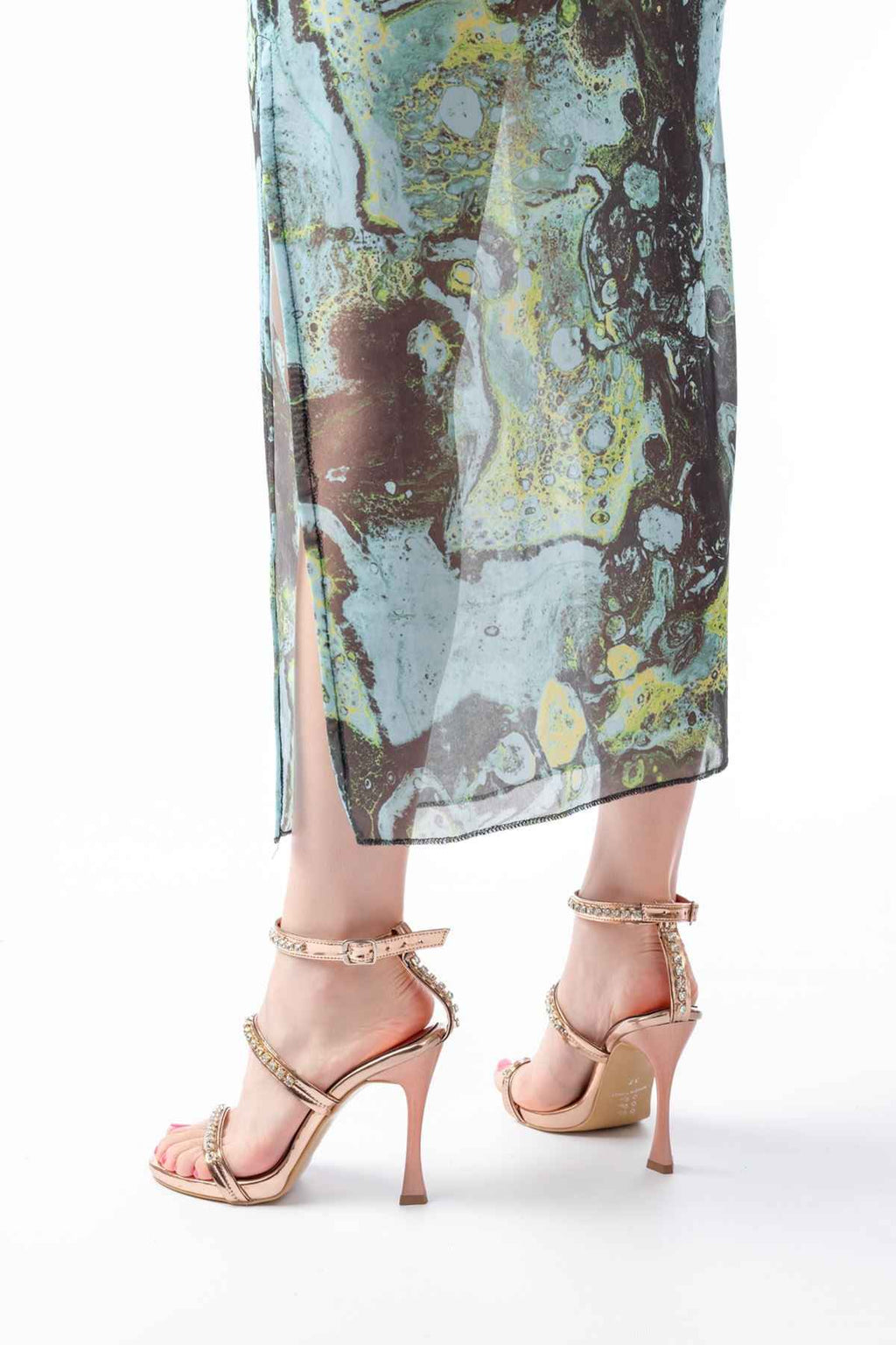 Ayakkabı Aşkı A-40 Rose Taşlı Platformlu Topuklu Kadın Ayakkabı