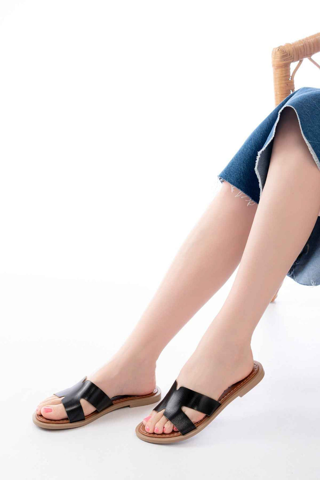 Ayakkabı Aşkı 169-6100 Siyah Ortopedik Hakiki Deri Kadın Terlik