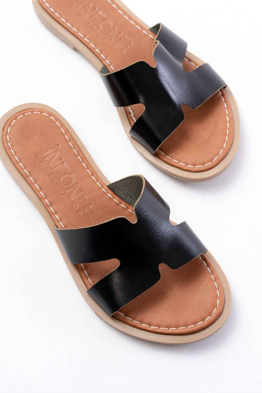 Ayakkabı Aşkı 169-6100 Siyah Ortopedik Hakiki Deri Kadın Terlik