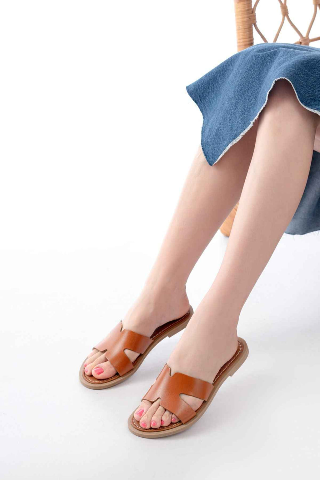 Ayakkabı Aşkı 169-6100 Taba Ortopedik Hakiki Deri Kadın Terlik