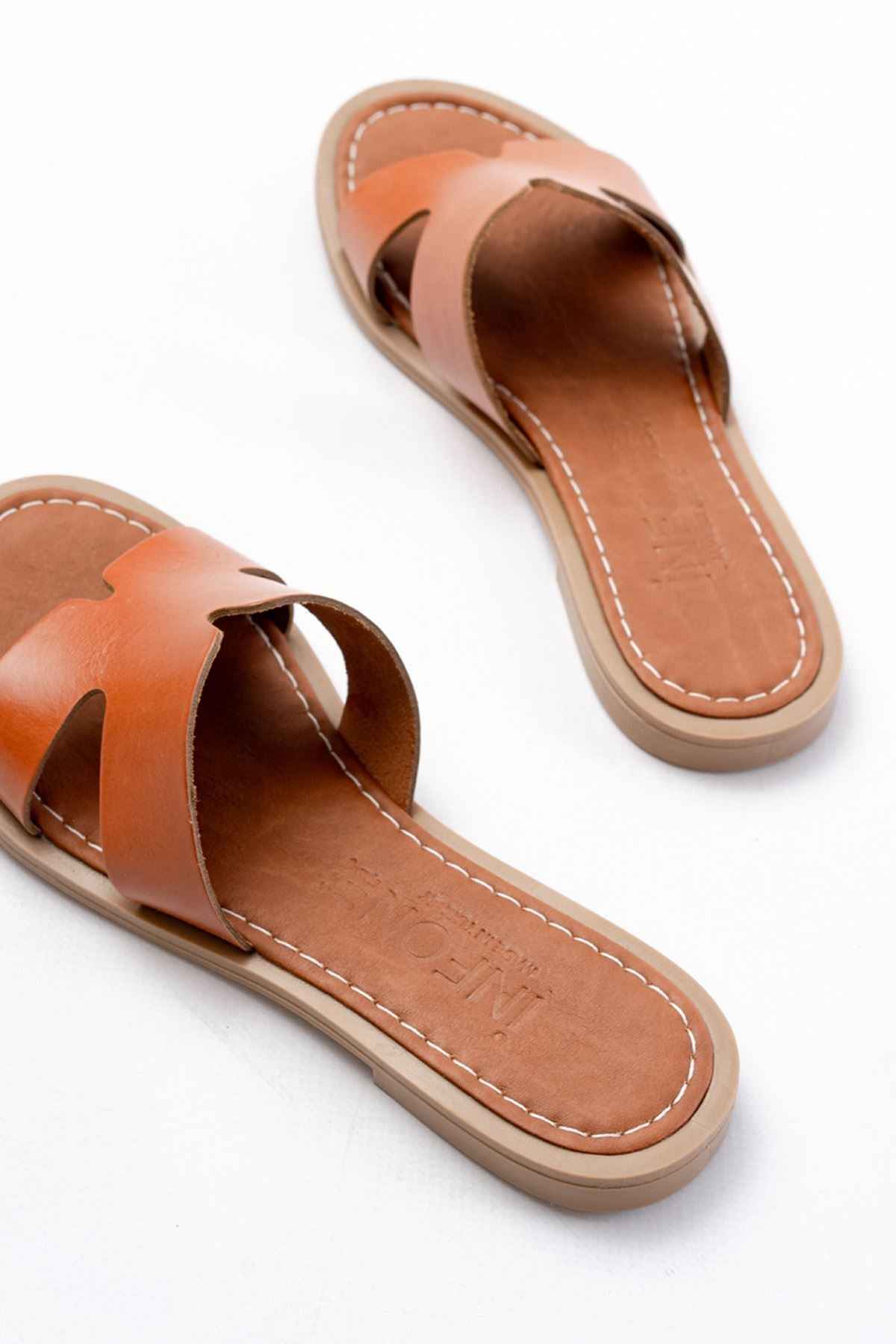 Ayakkabı Aşkı 169-6100 Taba Ortopedik Hakiki Deri Kadın Terlik