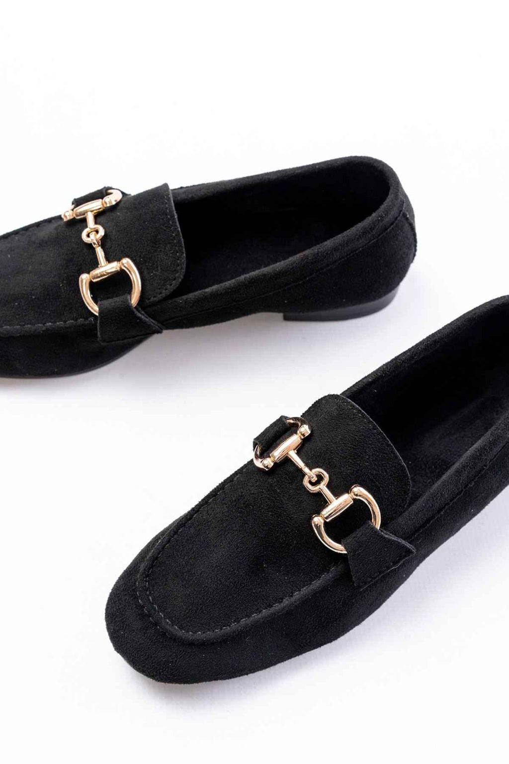 Ayakkabı Aşkı 303 Siyah Süet Toka Aksesuarlı Günlük Kadın Babet