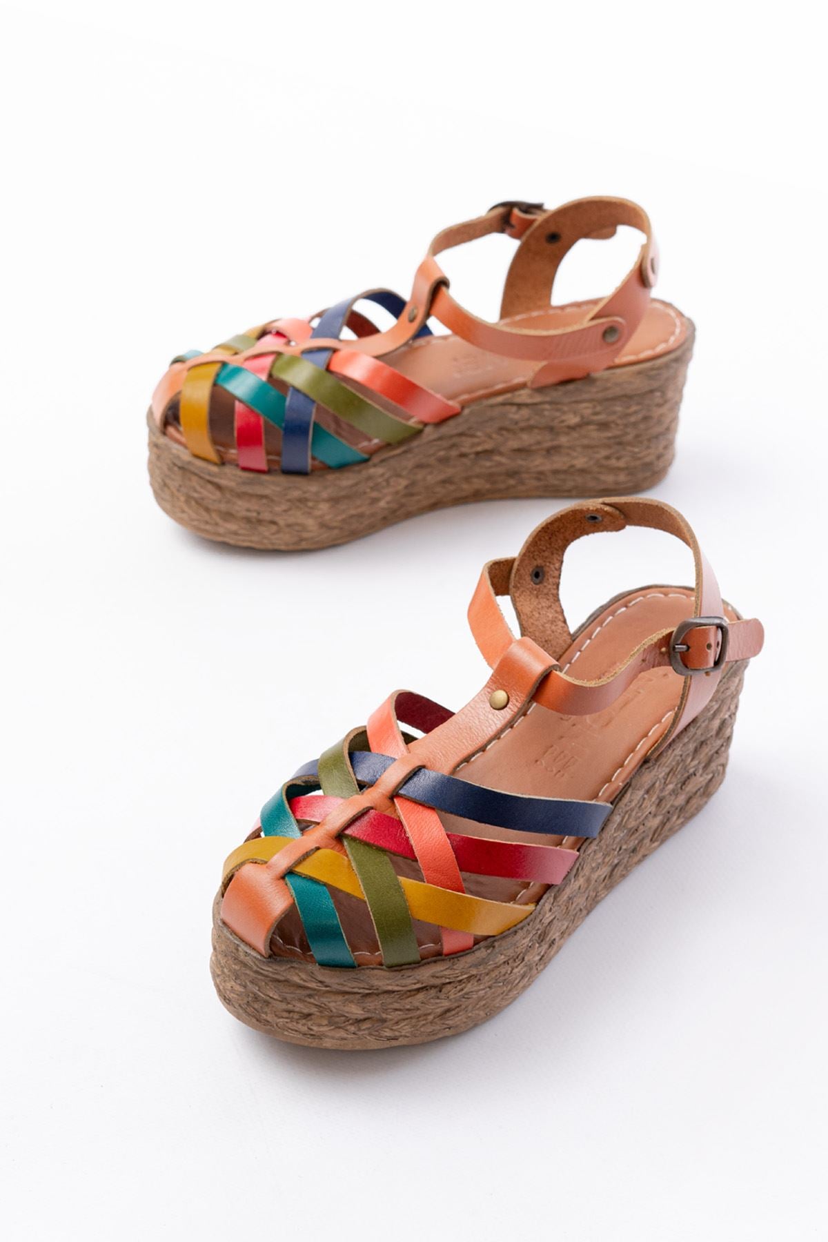 Ayakkabı Aşkı Taba Multi Ortopedik Hakiki Deri Dolgu Kadın Sandalet