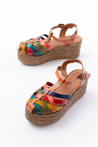 Ayakkabı Aşkı Taba Multi Ortopedik Hakiki Deri Dolgu Kadın Sandalet